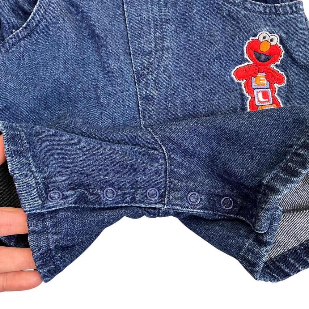 Sesame Street Baby Sz 18 mo Vintage 90s Denim Bib Style Shortalls Overalls - Picture 5 of 16